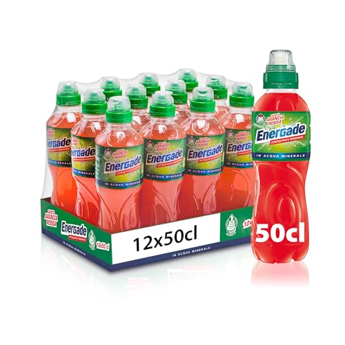 Energade, Bevanda Reintegrante 12x0,5L, Gusto Arancia Rossa, Con Sali Minerali, Perfetta Per L'Attività Fisica, Tappo Push&Pull, Formato Sportivo per Idratazione in Movimento
