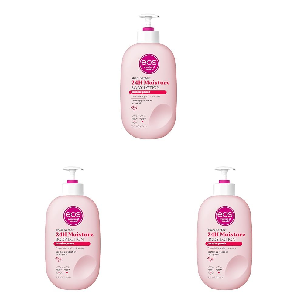 eos Loción corporal Shea Better - Jasmine Peach, cuidado de la piel con humedad las 24 horas, ligera y no grasosa, hecha con karité natural, vegano,