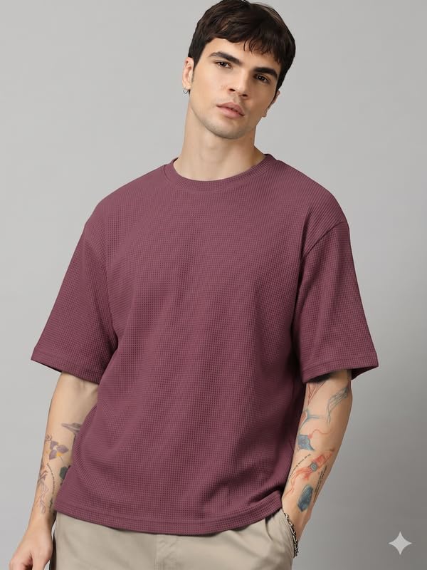 Image of RodZen Oversized Baggy Fit Half Sleeves Round Neck Solid Cotton Blend Combo T-Shirt for Men (Pack of 3)
