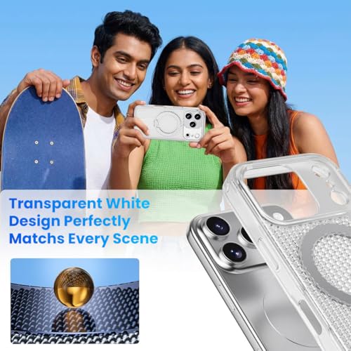 Image of ZORBES Compatible with iPhone17 Pro Max, TPU Fashion Honeycomb Clear Phone Case with Folding Metal Bracket, Magnetic Attracting Ring for Wireless Charging & Magnetic Car Mounts