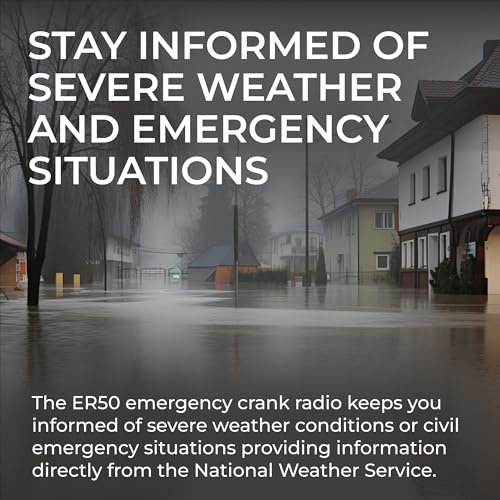 Image of Midland ER50 Emergency Radio with Weather Alert and Flashlight - Hand Crank or Solar Power NOAA Weather Radio for Home or Travel with AM /FM Tuner