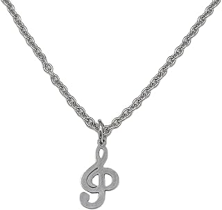 Music Note Necklace - Treble Clef Necklace- Music Teacher Gift - Musician Gift with Message Card (24")