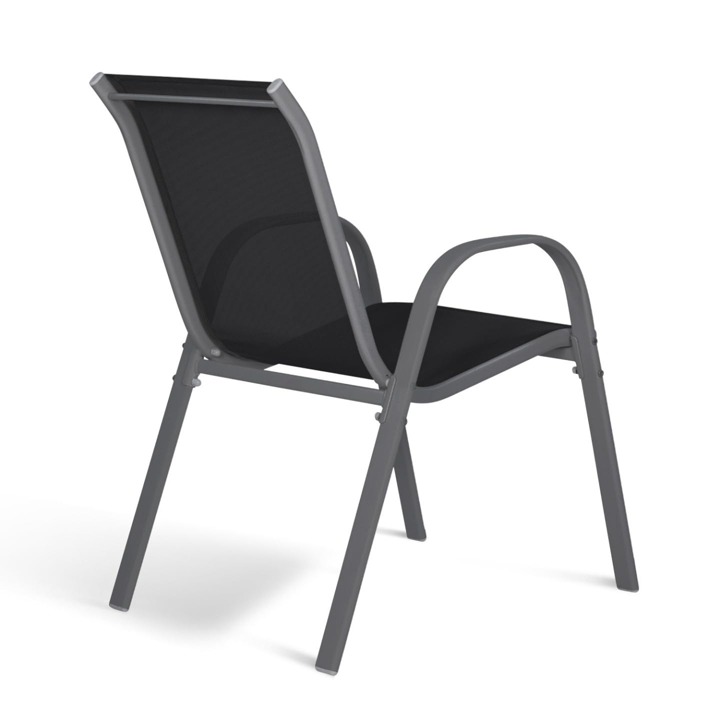 IDMarket - Lot de 6 chaises de Jardin LYMA métal et textilène empilables Gris Noir et Terracotta