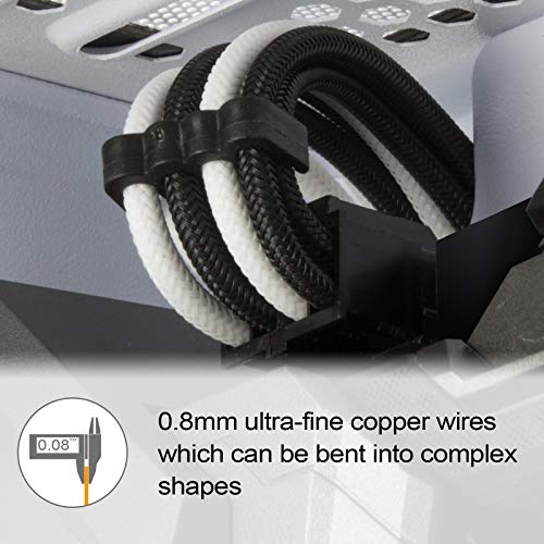 Image of SilverStone Technology PP07E-EPS8BW, 30cm EPS 8pin to EPS /ATX 4+4pin Flexible Sleeved Extention Cable, Black + White, SST-PP07E-EPS8BW