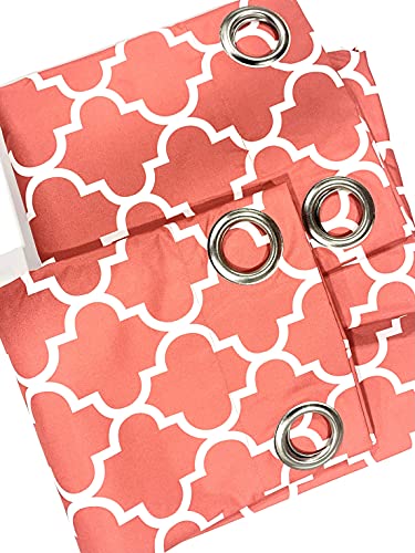 Royal Tradition Meridian, 52-Inch Wide X 108-Inch Long, Set Of 2, Thermal Insulated Room Darkening Curtains, Coral #TOP2