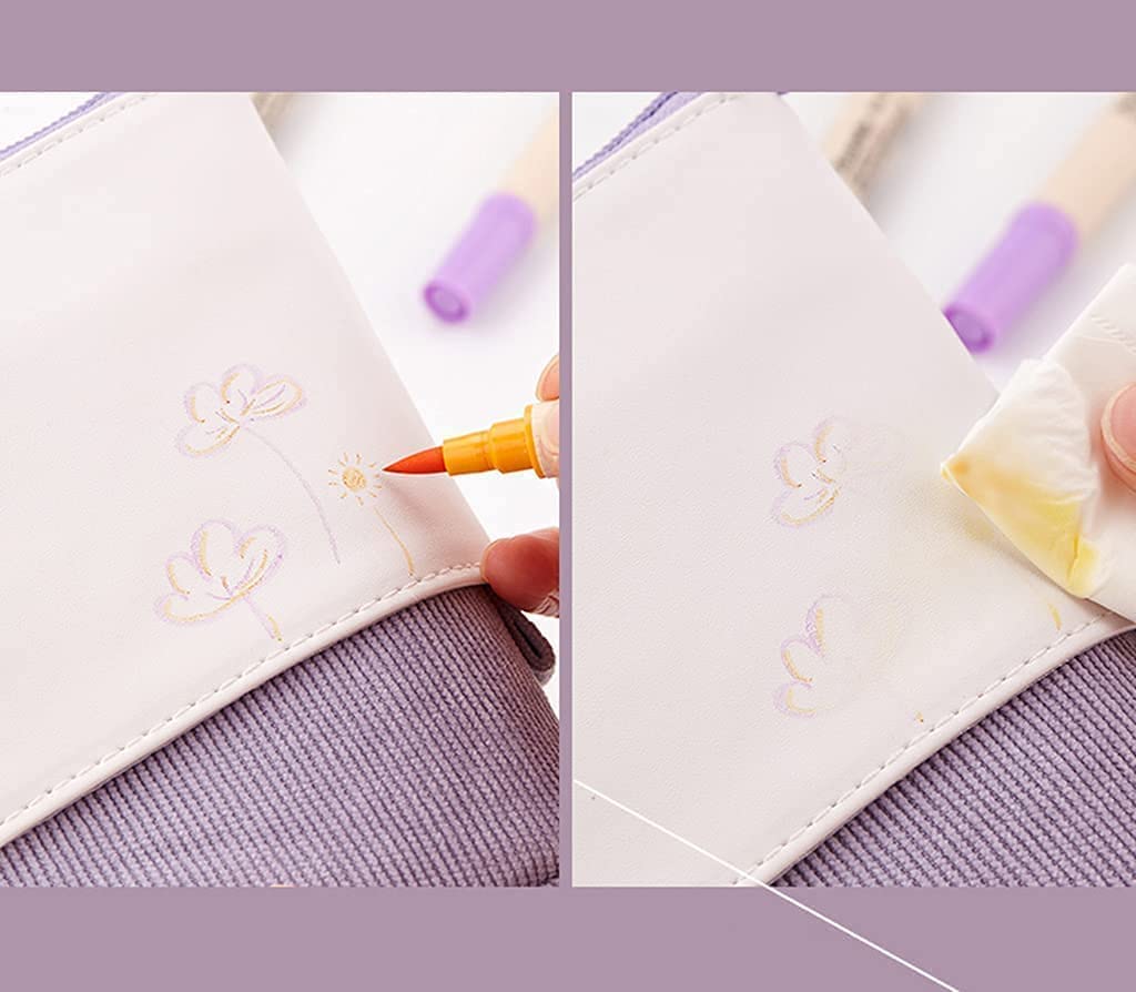 YeahBoom Pencil Case, 2-in-1 PU Zip, Purple, Stationery Storage, 7.28x4.92x3.35x2.56 inches, Conception PU - Image 4