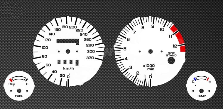 Compteur de vitesse et tachymètre blanc Honda CBR1000F SC21 1989-1992