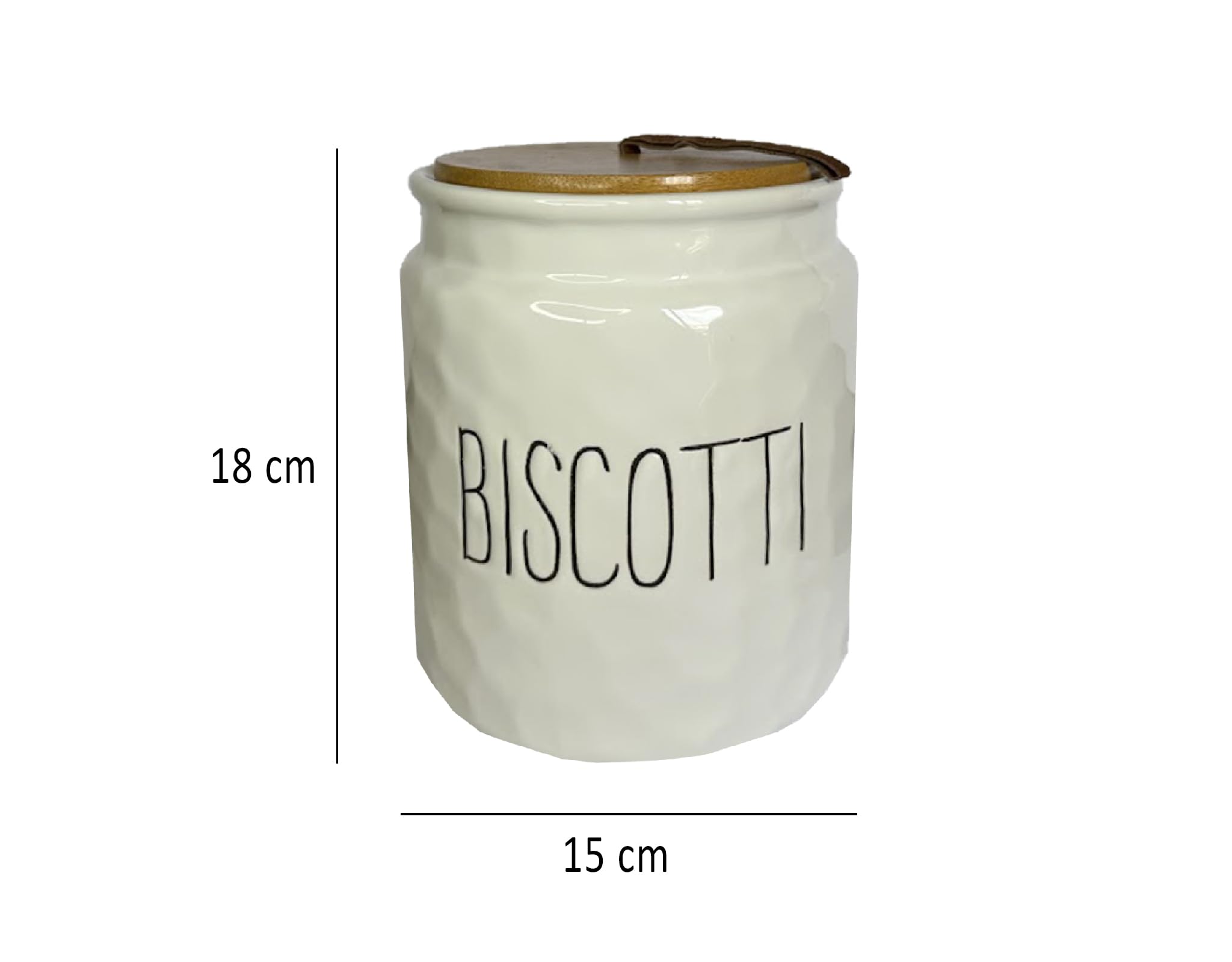 Barattolo Biscottiera, Porta Biscotti, Contenitore Cucina, in Ceramica Effetto Martellato, Tappo in Legno