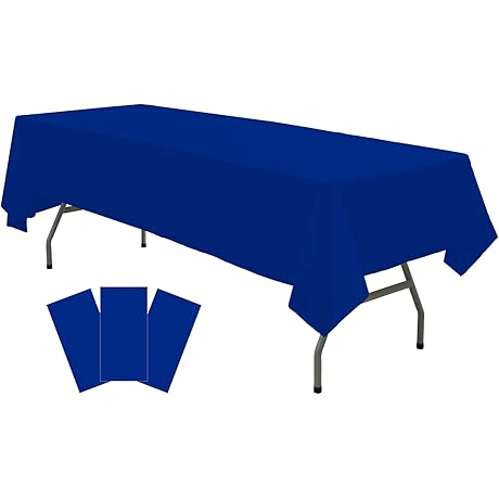 3 Pack Disposable Plastic Royal Blue Tablecloths 54" x 108"