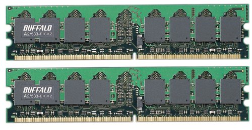 BUFFALO 2 Pack of 1GB DDR2 533MHz SDRAM (PC2-4200) 240pin ECC DIMM for Apple A2/533-E1GX2