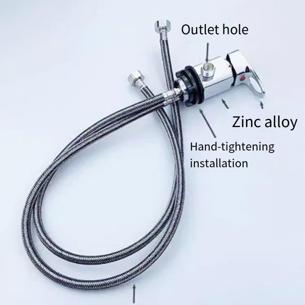 Whychstore Robinet mélangeur de douche RV en alliage de zinc G1/2 avec tuyaux à enfoncer de 80 cm pour camping-car, caravane, argent