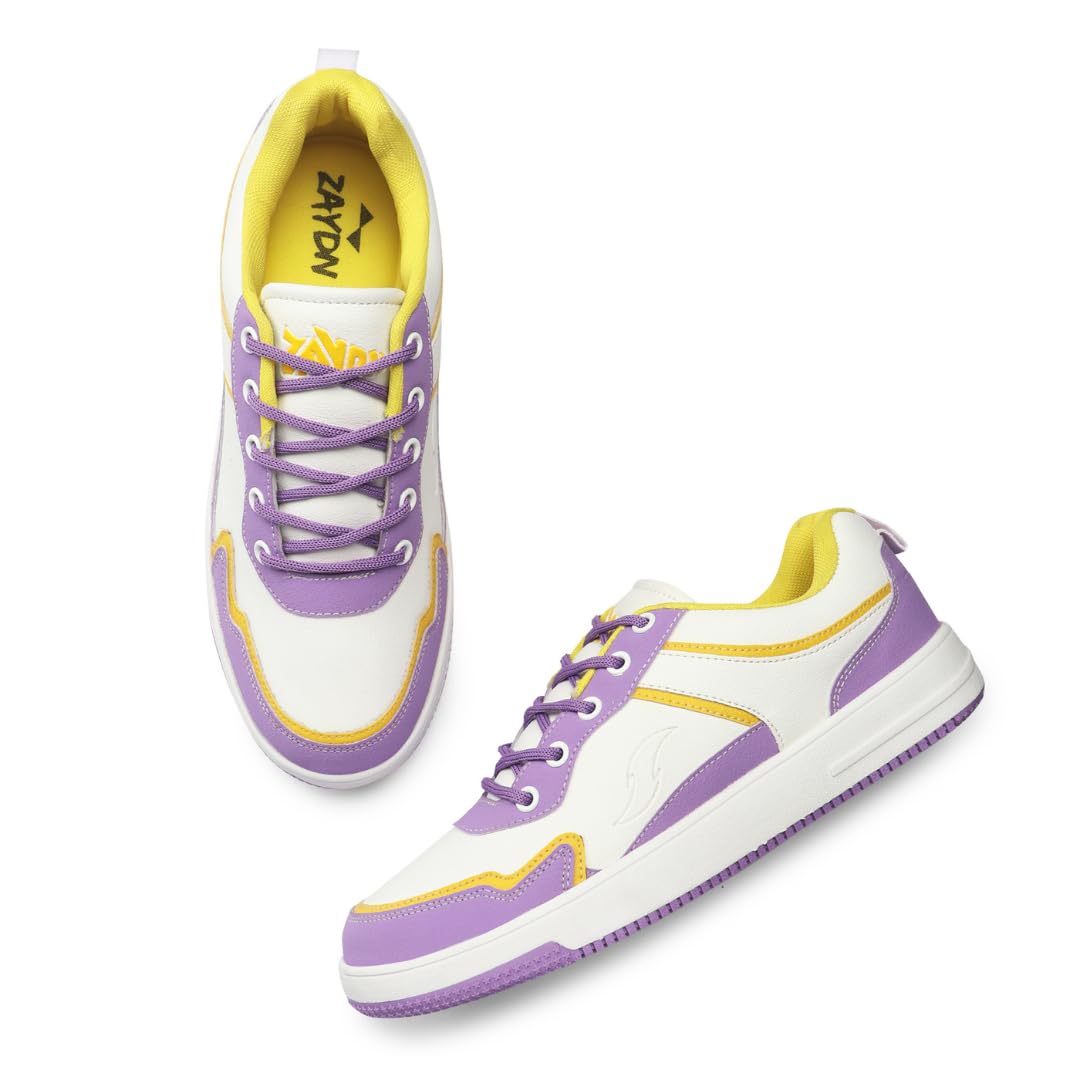 Zaydn Ivy Lavender Yellow Sneaker for Women (6 UK) | Soft Cushioned Insole & Lightweight | Stylish Lace-Up Shoes with Casual Outfits | Trendy Sneakers | Shoes for Women | Low Top Sneaker Shoes (B0D9K5TQNX) Amazon Price History, Amazon Price Tracker