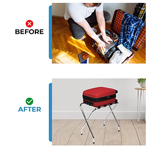 Ustech 2 Pack Luggage Rack, Guest Room Folding Space Saving Suitcase Holder, Baggage Shelf With Heavy Duty Nylon Belts, For Bedroom Hotel #TOP6