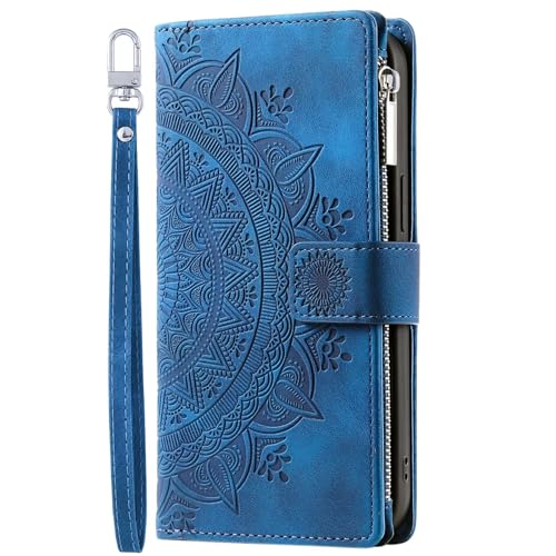 Rnrieyta Miagon Cerniera Portafoglio Custodia per Xiaomi Redmi 13C 4G,Magnetica Totem Fiore Goffratura Cover Protettiva Libro con Porta Carte Flip Caso con Cinturino da Polso