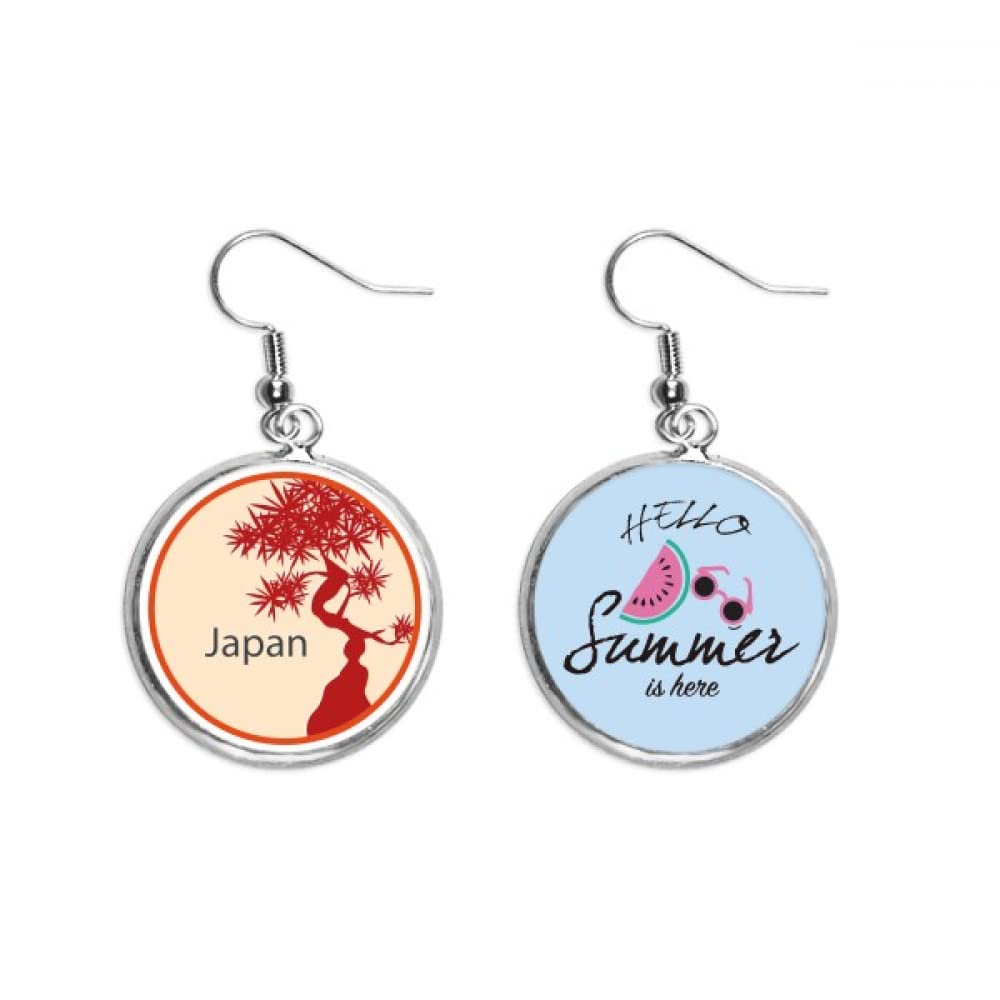 Pendientes de sandía inspirados en Japón con patrón de árbol rojo, el regalo de verano ideal 5