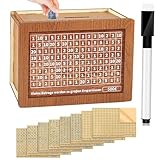 Braun Spardose Holz, Spardose Erwachsene, Sparbox mit Zahlen Ankreuzen 10 Sparchallenge-Aufkleber Haushaltskasse zum Geld Sparen als Geschenke
