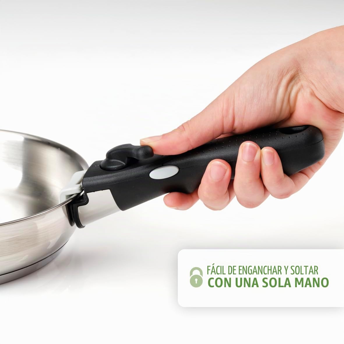 Qulinart by Brandt - Batería de cocina para inducción (10 piezas, 3 sartenes, 3 estufas y 3 tapas, coladores con asa extraíble, acero inoxidable, lote para todo fuego, color plateado
