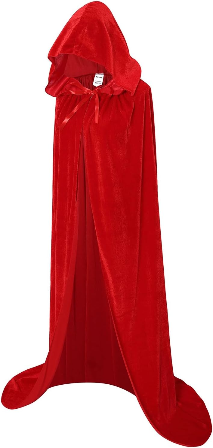 OurLore Unisex Full Length Hooded Robe Cloak Long Velvet Cape Cosplay Costume 59 inch