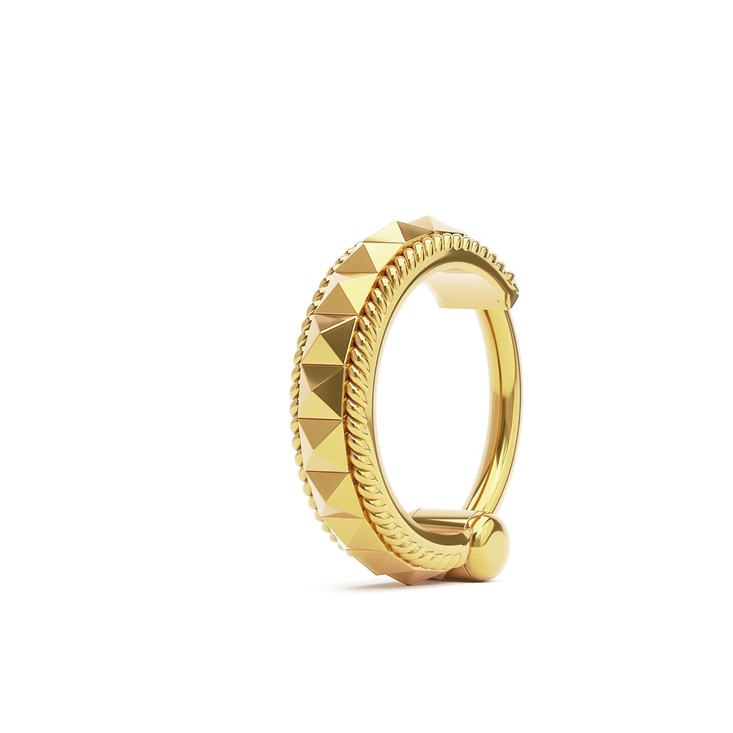 Umanative Design Gold Vermeil Pyramid Nose Ring Hoop, Nose Clicker Hoop, Geometric Nose Ring, Handmade Edgy Body Jewelry