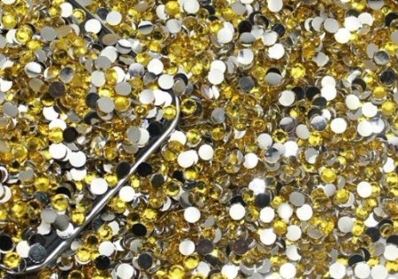 aufreihmaterialien Station 1000 Flache Rückseite Brilliant 14-Cut rund Strass, 4 mm-16ss, gelb