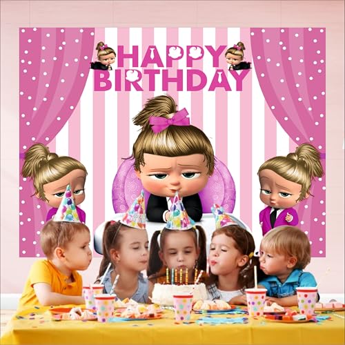 Image of Boss Baby Girl Backdrop | Theme Birthday Backdrop | Birthday Decoration for Girl (Pack of 1, Multicolor Size: 4x3 Feet)