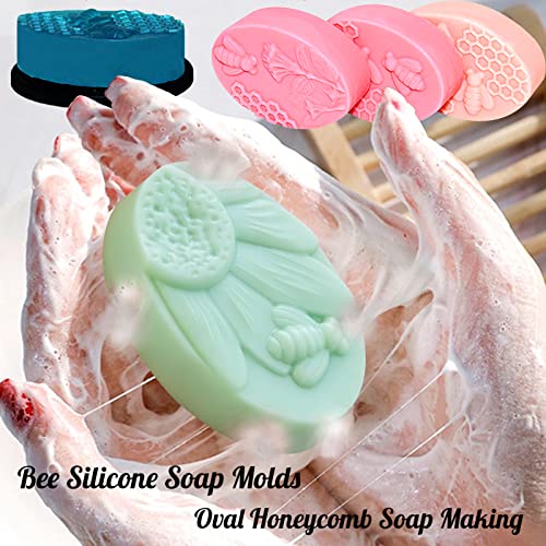 Siqinzongwa (2 Pack) Silicone Soap Molds, Oval Honeybee Silicone Molds For Homemade Soaps, Beeswax, Resin, Bath Bomb, Lotion Bar, Jello, Chocolate And Dessert #TOP1