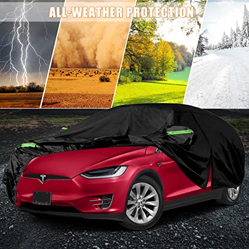 Image of Waterproof Car Cover Replace for 2015-2025 Tesla Model X, 6 Layers All Weather Custom-fit Car Cover with Zipper Door & Windproof Bands for Snow Rain Dust Hail Protection
