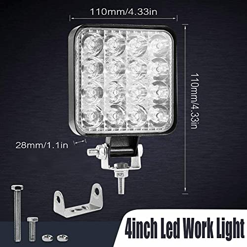 Turboo Led Light Bar 48W 4" Led Light Pods Spot Square Work Light Offroad Light Led Fog Light Truck Light Driving Light Boat Lighting For Truck Pickup Jeep Suv Atv Utv, Pack Of 20 #TOP1