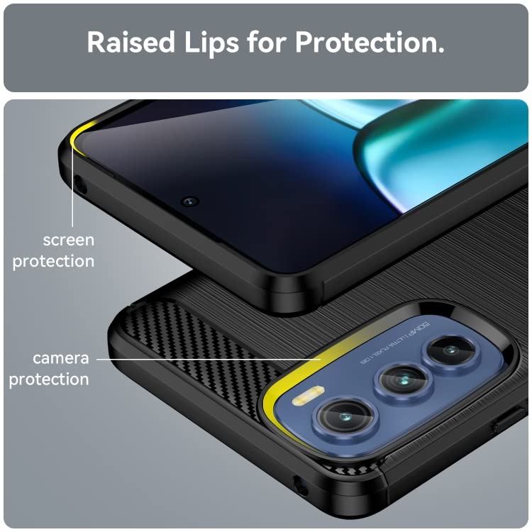 Image of NPRC Hybrid Ultra Slim Protective Case TPU Non-Slip Carbon Fiber Texture Shockproof Case Cover for Moto Edge 30 - Black