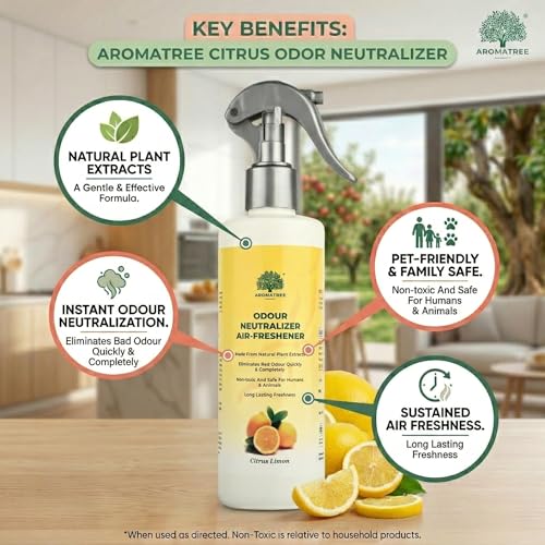 Image of Odour Neutralizer Air Freshener Spray - Citrus Limon Fragrance | Eliminates Bad Odours Instantly | Natural Plant-Based & Non-Toxic Formula | Long-Lasting Freshness for Home, Car & Office