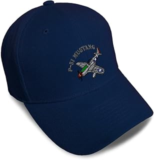 Baseball Caps for Men & Women Embroidered P-51 Mustang Aircraft Name Embroidery Ladies & Men Baseball Hats