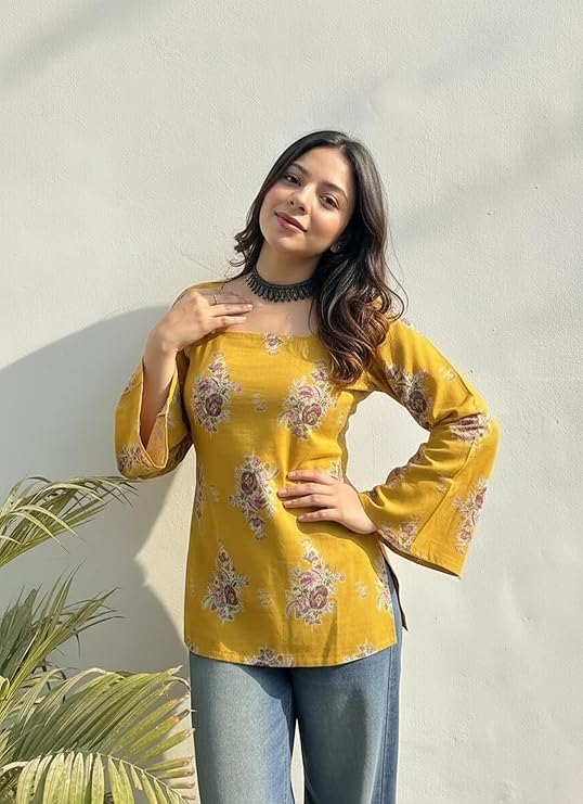 Kurta indien imprimé en viscose fluide idéal pour le bureau et l'université - 5