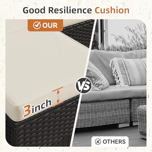 Aoxun Patio Furniture Set 5-Piece, Outdoor Sectional Sofas with Washable Cushion, Wicker Rattan Patio Conversation Sets for Backyard Porch and Poolside, Beige - Image 2
