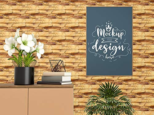 Image of DWELLSINDIA Vintage Bricks Self Adhesive Peel and Stick PVC Wallpaper Waterproof, Scratch Resistant, Laminated (41CM X 244CM, Mustard & Brown, Matt Finish)