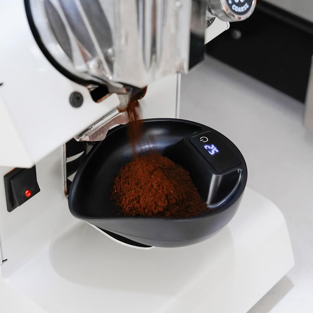 watchget Taza dosificadora de granos de café, báscula electrónica y bandeja dosificadora de granos de café, báscula de espresso para peso y dosis de granos, báscula digital de precisión de 0,3 a 1000