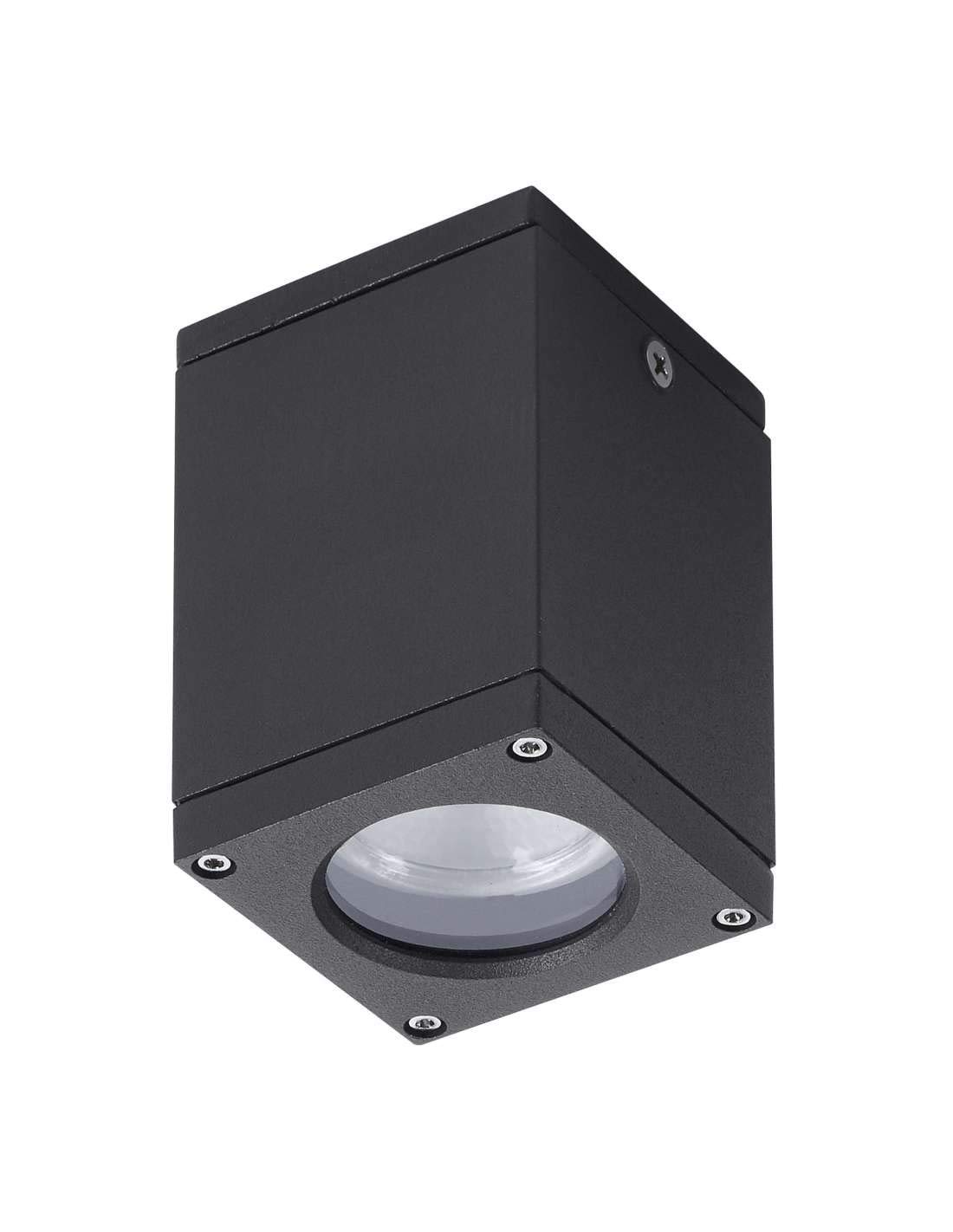 Plafón o adosado de techo CUB antracita (H.9cm) GU10 exterior IP54. Plafón ideal para techos en el exterior.…