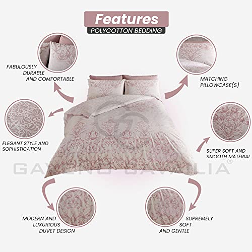 Funda de edredón rosa King para dormitorios luminosos estilo romántico 3