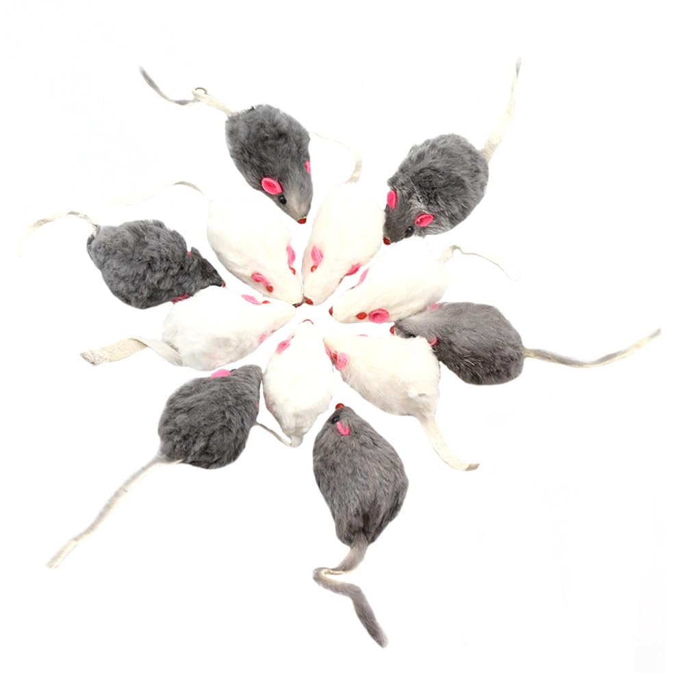 Angoily 12pcs Mouse Toy Cat Toy Cat Toys Simulation Mice Filled Mice Toy Cat Rattle Cat Supplies Kitten Interactive Real Pet Toy Cat Fetch Toy Chew Cat Teaser Imitation Rabbit Down