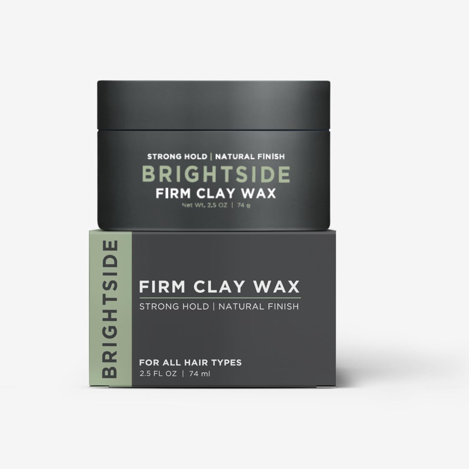 Brightside Firm Clay Wax, Strong Hold Natural Finish Water Based Hair Styling Clay For Men, For All Hair Types