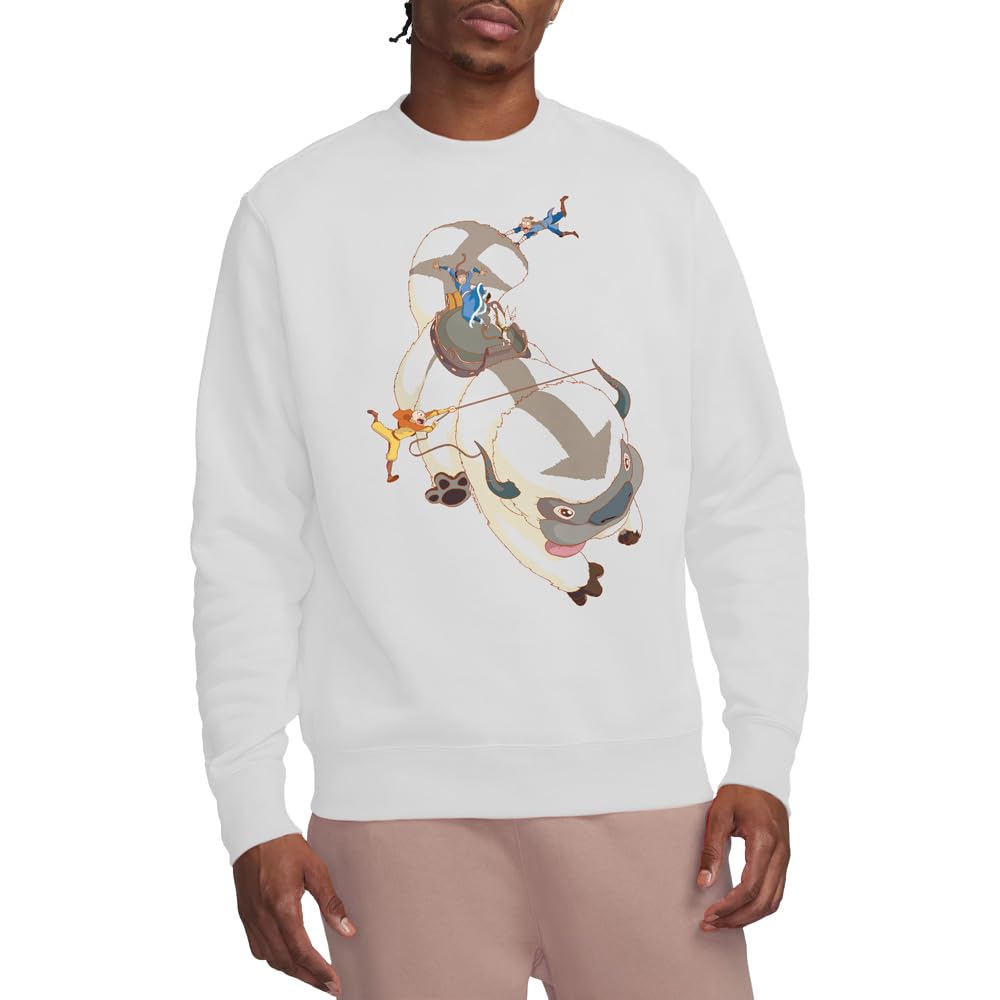 Nickelodeon Men's Avatar The Last Airbender Hang On Appa Crew Sweats - White - XXL