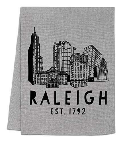 Funny Dish Towel, Raleigh Skyline Flour Sack Kitchen Towel, Sweet Housewarming Gift, Farmhouse Kitchen Decor, White Or Gray (Gray) #TOP11