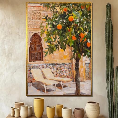 Toile oranger style marocain de qualité supérieure pour art mural de salon