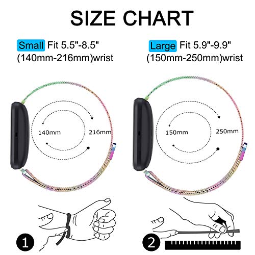 Image of Amzpas Bands Compatible with Fitbit Versa 3 Fitbit Sense, Breathable Stainless Steel Loop Mesh Magnetic Adjustable Wristband for Fitbit Versa 3 / Sense for Women and Men