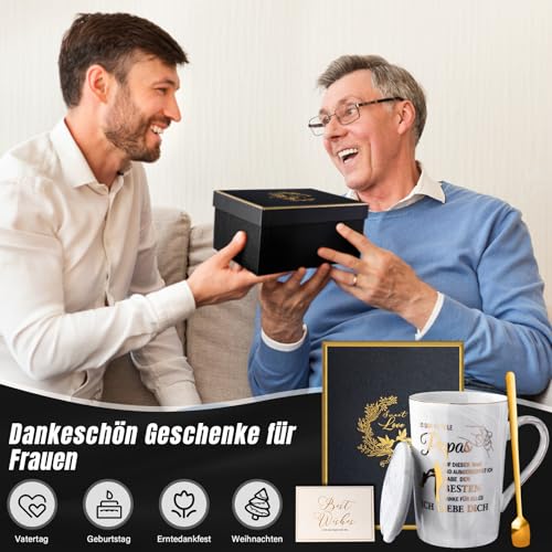 Papa Geschenk zum Geburtstag Vatertag, Geschenke für Papa, 400ml Grau Tasse – Ansicht 6