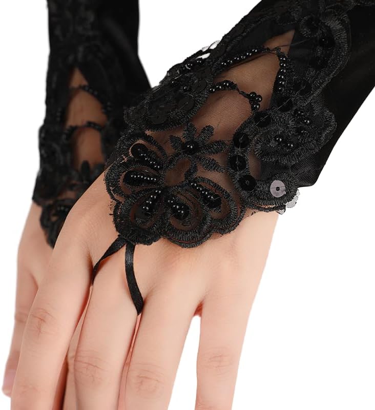 PENINSULA LOVE Girls First Communion Gloves Flower Girls Fingerless Mittens Lace Princess Dress Gloves for Wedding 8-15 Yrs - Image 3