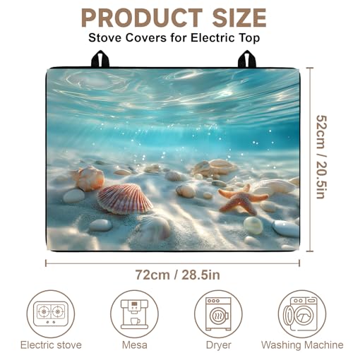 Image of Stove Burner Covers Non-Slip Electric Cooktop Protector Mat (Sea)
