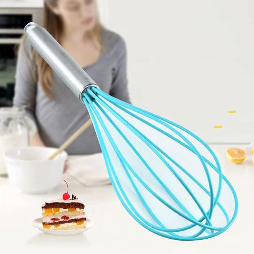 Fruste per Cucinare, Set di 3 fruste in Silicone, Balloon Wisk Kitchen con Manico in Acciaio Inossidabile, fruste manuali per Cucinare, cuocere, frullare, Montare, Montare a Neve.