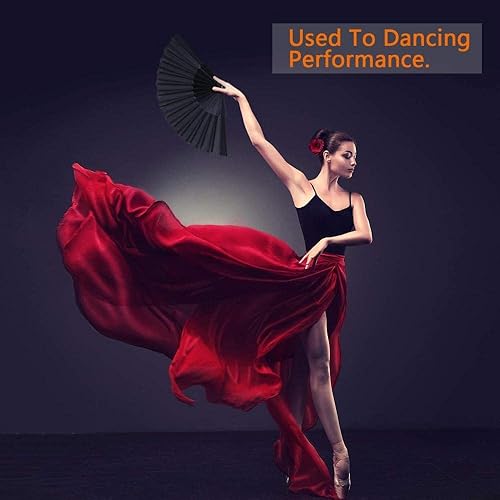 Miniatura 5 de Original Hand Fan Folding, Decorative Folding Fans Fashion Floral Bamboo Fans with Tassel Rose Red Chinese Silk Fans Elegant Handmade Spanish Fan