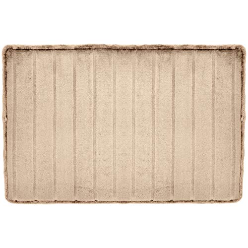 AmazonBasics Striped Memory Foam Bath Mat, Tan, 50 x 80 cm