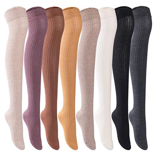 Lovely Annie Women's 4 Pairs Incredible Thigh High Cotton Boot Socks. Durable And Super Soft, Unique Ladies Socks L1857 Size 5-11 4P4C-Assorted